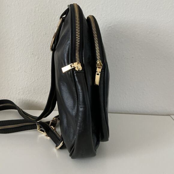 Black Italian Leather Backpack Handbag Purse Gold Zipper Straps I MEDICI FIRENZE main image 15
